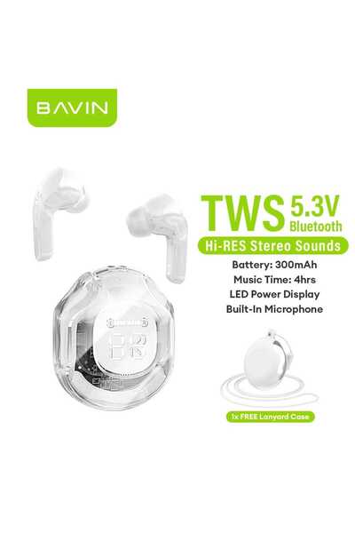 Bavin Baffin BA66 HiFi TWS Earphones Wireless Bluetooth 5.3 Stereo Sound Headphones with Built-in Microphone
