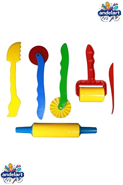 andelart 6 Parça Oyun Hamuru Kalıbı Merdane Seti