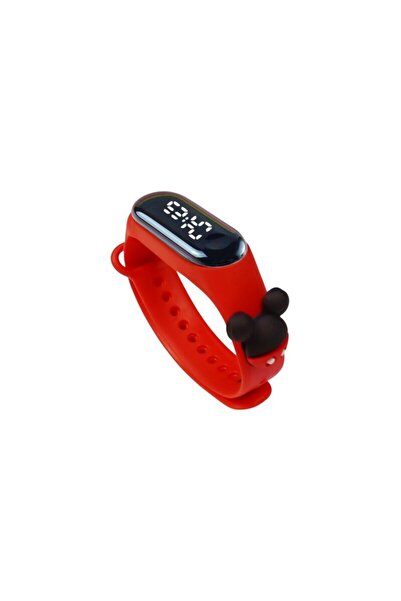 Mixbo Watch for Kids, Adjustable Silicone Strap, Integrated Battery, Digital Dial, Red, Mouse, Unise