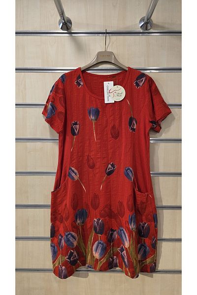 Park Moda Italian Cotton Short Dress Tulip Pattern