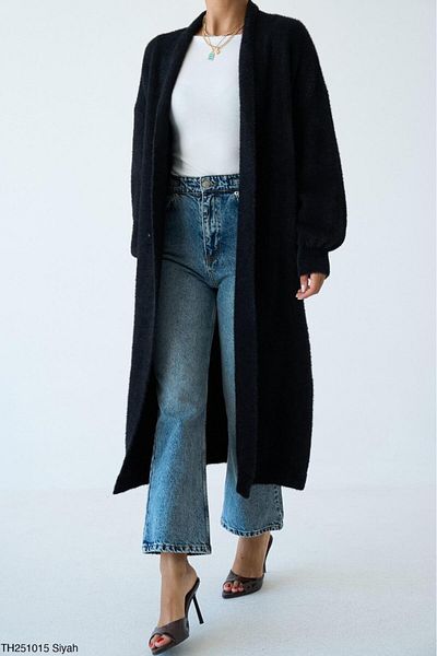 CADDELAMODA Women's Shawl Collar Bearded Long Soft Cardigan