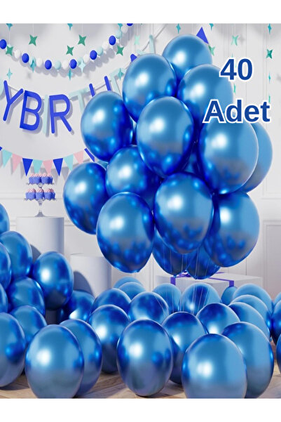 Işıltı Balon Dükkanı Mavi Metalik Balonlar Parlak Parti Balonu Mezuniyet, Düğ...