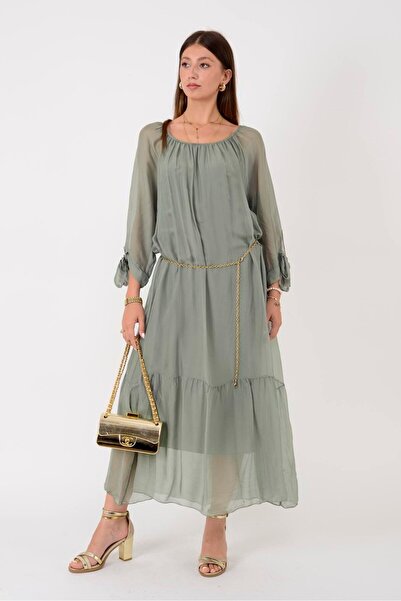 Park Moda SN653 MADONNA YAKA İPEK ELBİSE