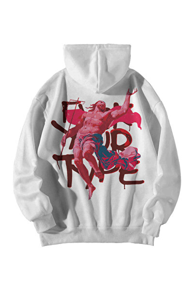 Harajuku Style Women Men White Tuck Your Type Jesus Printed Oversize Hoodie w...