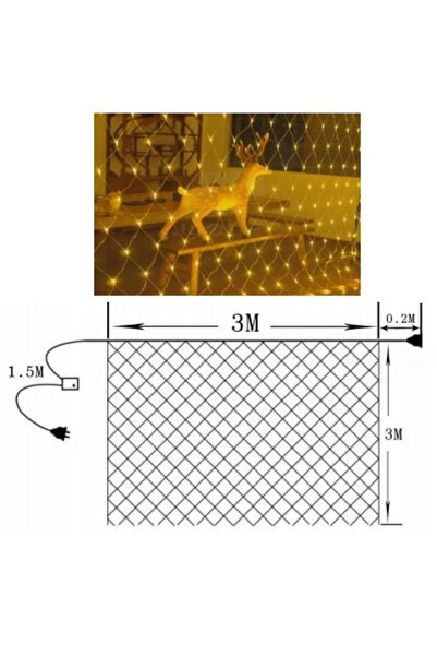 SDX Market Instalație plasă de Crăciun 3 m x 3 m, alb cald, 360 LED-uri, inte...