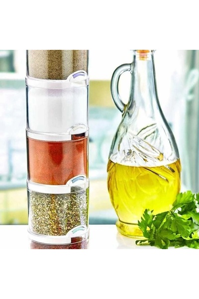 SepetBudur Acrylic Colorful Plug-in 5-Piece Bremen Practical Spice Jar Set 12x8x25 cm