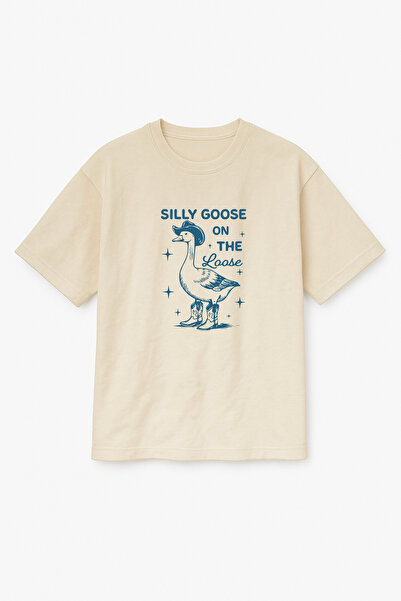 Altair Tr Oversize Beige Unisex Duck Printed T-Shirt T-Shirt