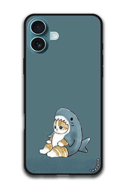 Theodor جراب واقٍ مضاد للخدش والصدمات لهاتف iPhone 16 (6.1) بوصة قطة وسمكة