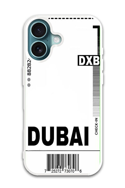 Theodor غطاء حماية لجهاز أبل آيفون 16 DXB بطاقة صعود الطائرة (مصد أبيض)