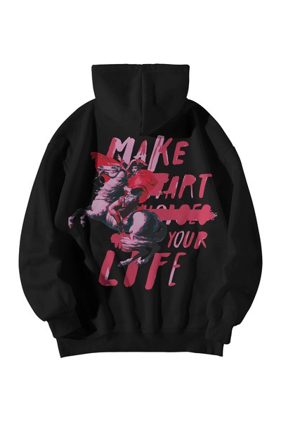 Harajuku Style Hanorac oversize cu imprimeu Napoleon, negru, pentru femei și ...