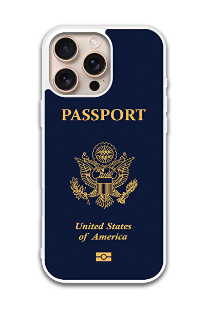 Theodor غطاء حماية لهاتف أبل آيفون 16 برو (جواز سفر أمريكي) (مصد أبيض)