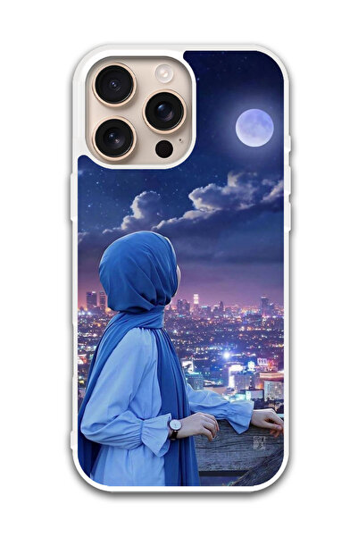 Theodor غطاء حماية لهاتف أبل آيفون 16 برو ماكس، فتاة محجبة تنظر إلى القمر (مص...