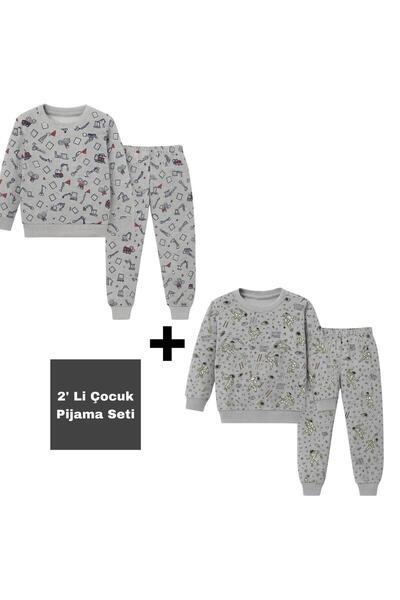Beka Kids Boys' Pajama Set 2 Piece Set Space and Car Patterned Children's Pajama Set 100% Cotton and Comfortable