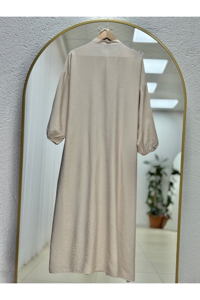 BENAHOLL Φόρεμα με πλισέ με κουμπιά Maruna Poplin-NA2404 Stone