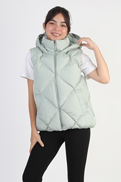 ASYAKİDS CLUB Girl's Hooded Pocket Lined Waterproof Seasonal Puffer Vest