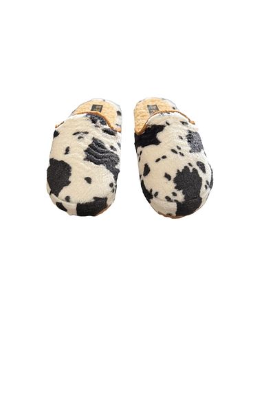 Moda Devrin White Black Variegated Wool Winter Slippers