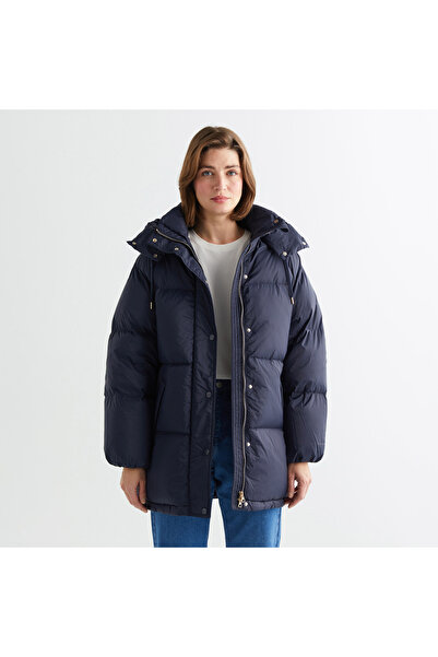 Gant Kadın Lacivert Relaxed Fit Kapüşonlu Mont