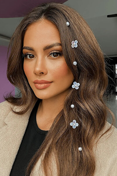 Silay mağaza إكسسوار شعر بتفاصيل زهرة ولؤلؤ باللون الأسود