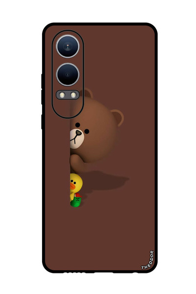 Theodor جراب واقٍ مضاد للخدش والصدمات لهاتف OnePlus Nord CE4 Lite مع غطاء دب مخفي