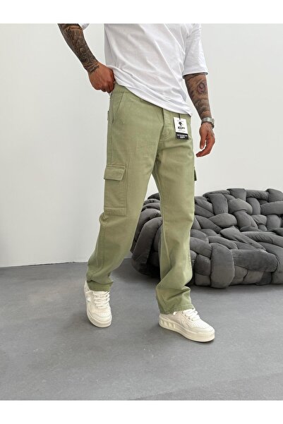 KağanKY Πράσινο πλαϊνή τσέπη φαρδύ τζιν