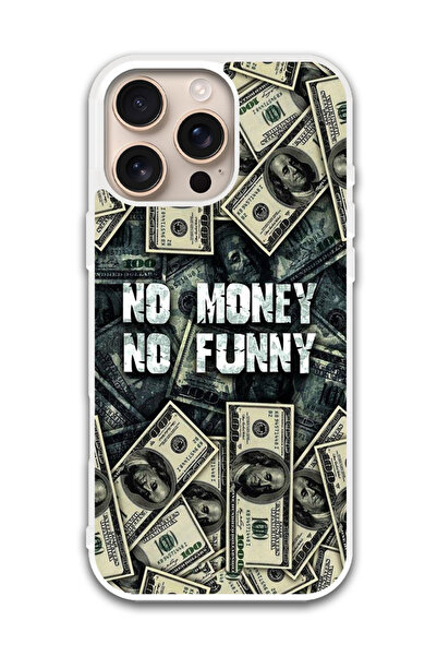 Theodor غطاء حماية لهاتف أبل آيفون 16 برو، لا مال ولا ضحك (مصد أبيض)