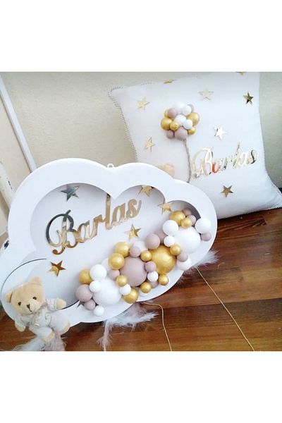Çemrek Süs Parti White Gold Cloud Door Ornament and Jewelry Pillow Baby Door Ornament