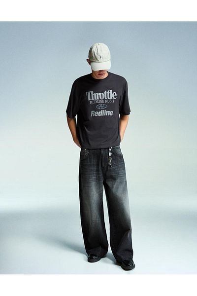 ACTIVE MODA - Redline Printed Cotton Oversize Men's T-Shirt Large Bedn