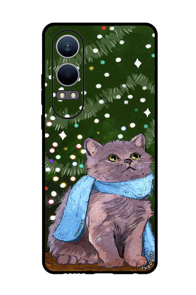 Theodor جراب واقٍ مضاد للخدش والصدمات لهاتف Oppo K12x (الصين) قطة لطيفة