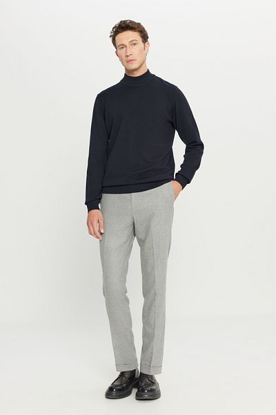 ALTINYILDIZ CLASSICS Men's Navy Blue Cotton Standard Fit Regular Cut Half Turtleneck Knitwear Sweater