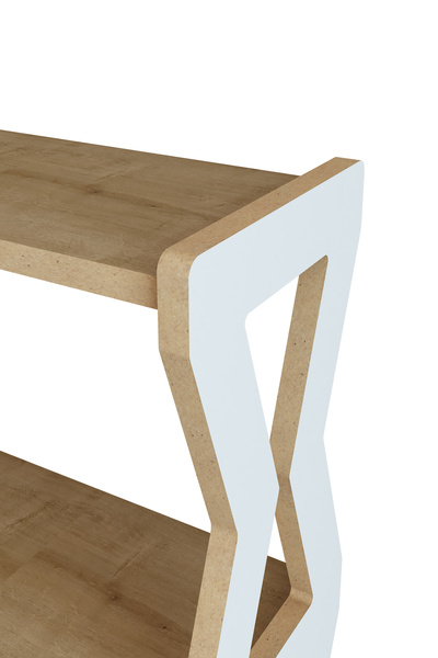 Jest Dekor Konsept Zühre Beyaz -Safir Meşe -4 Raflı Ahşap Ayakkabılık -Çok Amaçlı Dekoratif Raf, Organizer