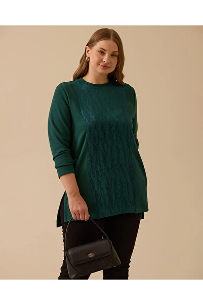 Gala-Xi Büyük Beden Jakar Detaylı Sweatshirt