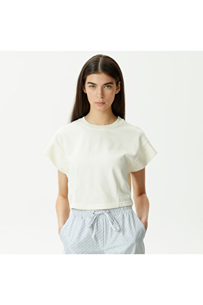 United 4 UNITED4 Classic Kadın Krem Crop T-Shirt