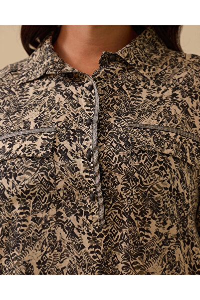 Gala-Xi Plus Size Patterned Dress with Pocket Detail