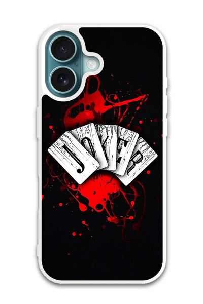 Theodor غطاء حماية لهاتف أبل آيفون 16 بلس - بطاقات الجوكر (مصد أبيض)