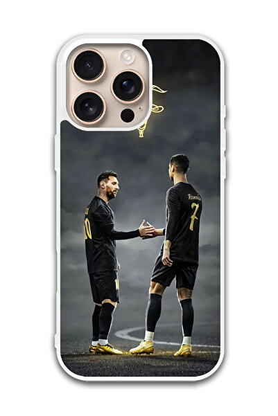 Theodor غطاء حماية لهاتف أبل آيفون 16 برو ميسي رونالدو ماعز (مصد أبيض)