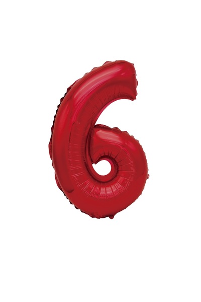 SDX Market Metallic foil balloon, Number 6, 100 cm, Red