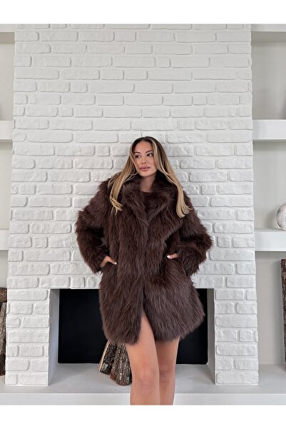 Ekim Store Premium Yumuşak Dokulu Astarlı Uzun Kürk