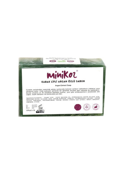 Minikoz Pumpkin Fiber Argan Extract Natural Soap – Skin Cleansing and Exfoliating Effect (120 Gr)