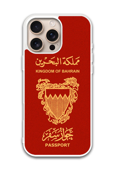Theodor غطاء حماية لهاتف أبل آيفون 16 برو جواز سفر بحريني (مصد أبيض)