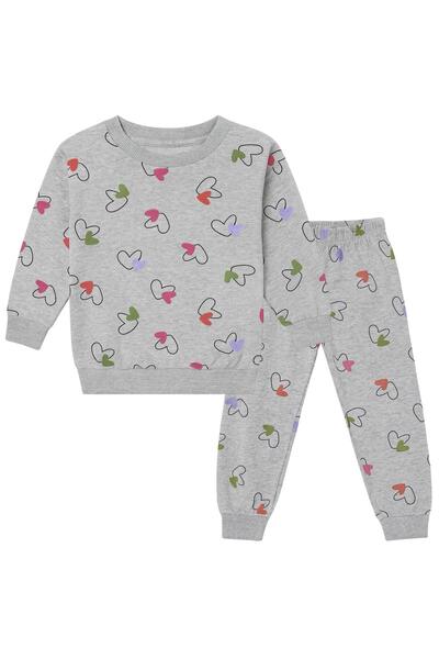 Beka Kids Girl's Pajama Set 2 Piece Set Heart and Girl's Patterned Children's Pajama Set 100% Cotton
