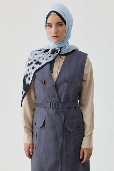 Tuğba Yaka Detaylı Keten Yelek - İndigo