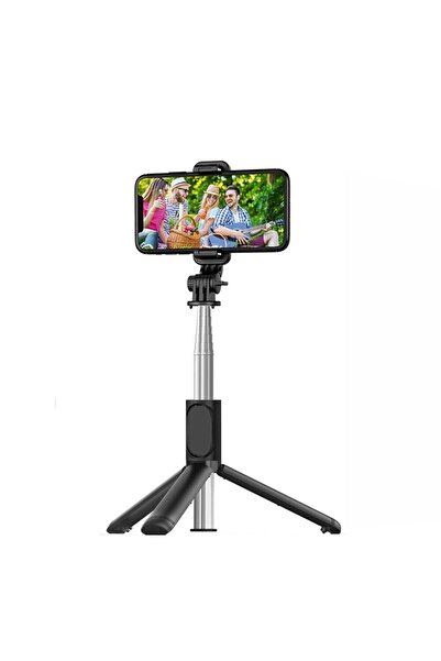 OEM Selfie Stick Fix Bluetooth, Silicon, 100cm, Telecomanda si trepied, Z472, Negru