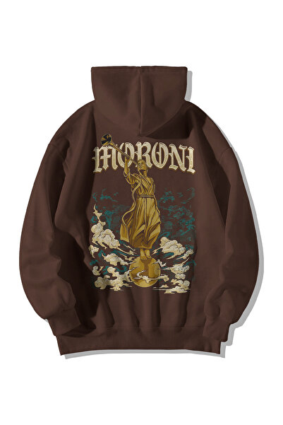 Harajuku Style Καφέ Γυναικείο και Ανδρικό Φούτερ Oversize με Κουκούλα και Τσέ...