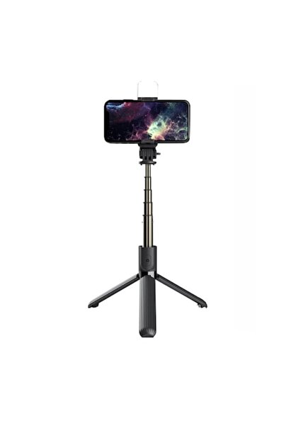 OEM Stick selfie Bluetooth, silicon, telecomandă și trepied cu LED, Z470, negru