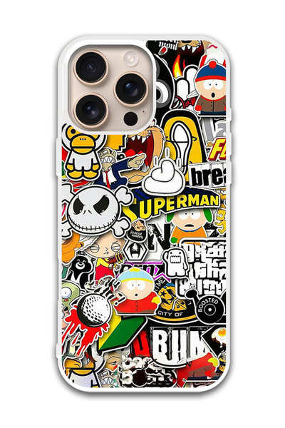 Theodor غطاء حماية لهاتف أبل آيفون 16 برو، علامات بطل خارق (مصد أبيض)