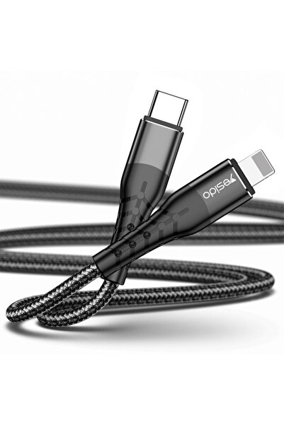 Yesido Charging and Data Transfer Cable Type-C Compatible Lightning Power 18W, Aluminum, Length 1.2m, C575,