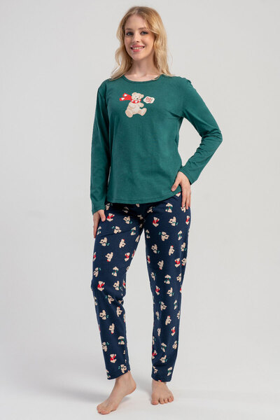 VİENETTA Women's Cotton Long Sleeve Pajama Set, 503060