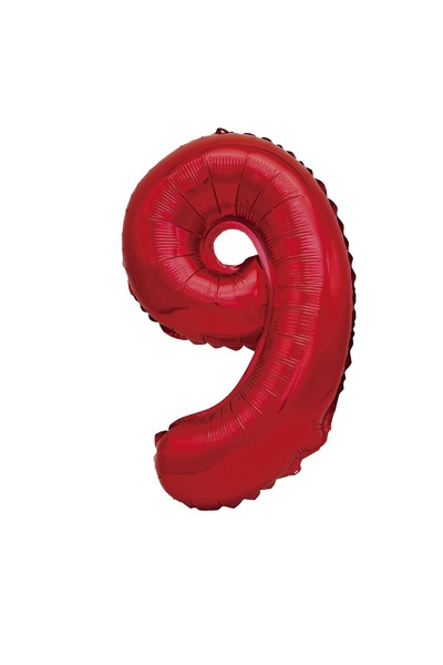 SDX Market Metallic foil balloon, Number 9, 100 cm, Red