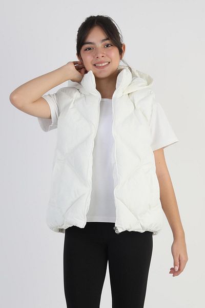ASYAKİDS CLUB Girl's Hooded Pocket Lined Waterproof Seasonal Puffer Vest