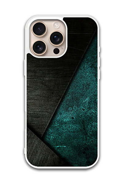 Theodor غطاء حماية لجهاز أبل آيفون 16 برو بنمط أسود وأخضر داكن (مصد أبيض)